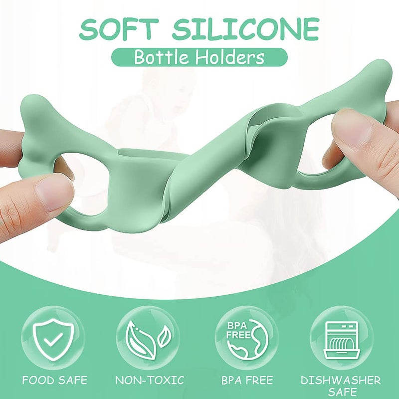 Aolso Silicone Baby Bottle Handles, 3PCS Bottle Handles for 2.36-2.76" Wide-Neck Bottles, Baby Bottle Handles has Easy Grip Handles, Easy Carry Handle Lightweight Bottle Handle(Blue/Green/Pink) - Image 3